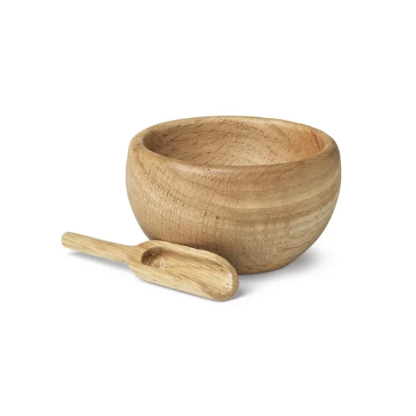 Menageri salt bowl with spoon, oak matt lacquered