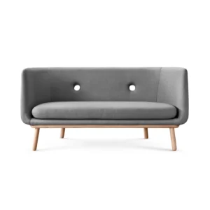 Two-seater sofa with shelves and high backrests