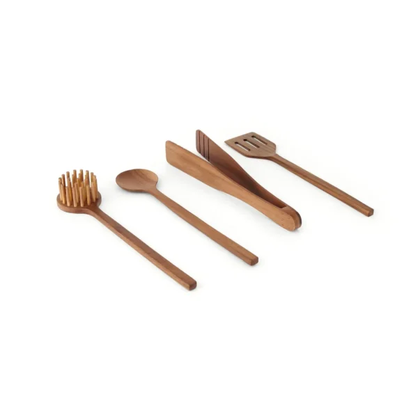 Acacia Set of 4 Wood Kitchen Utensils, Natural