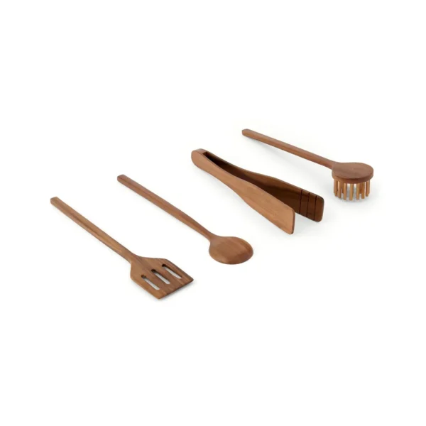 Acacia Set of 4 Wood Kitchen Utensils, Natural