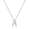 PAVOI 14K White Gold Plated Initial Necklace with Cubic Zirconia for Women