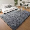 IR Imperial Rooms Solid Shaggy 5x7 Ft Grey Faux Fur Area Rug for Bedroom