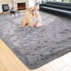 Noahas 8x10' Soft Fluffy Shaggy Area Rug, Gray, for Living Room & Bedroom