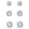 Believe by Brilliance Cubic Zirconia Stud Earrings - 3-Pack Fine Silver Plated