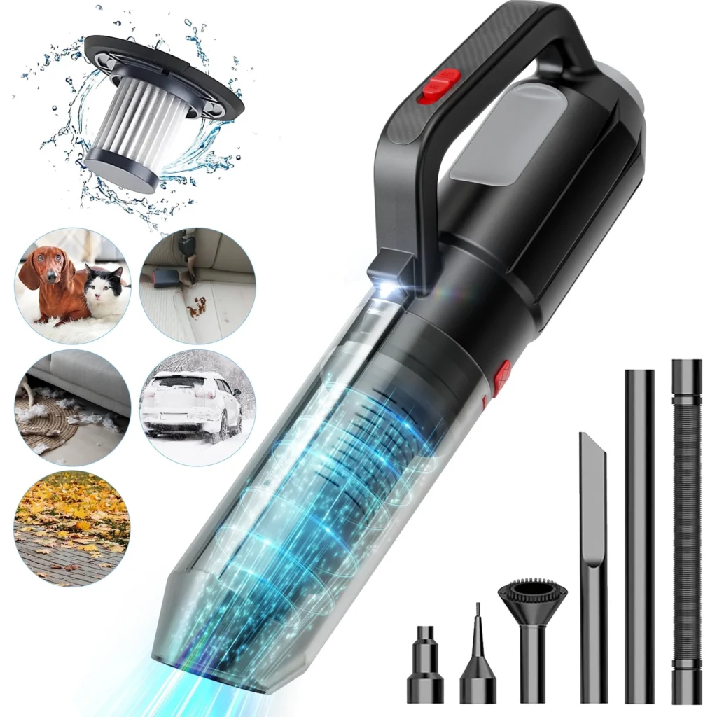 Cordless Hand Vacuum Cleaner, 120W Portable Handheld Vacuum Wet Dry Dustbuster with LED Light for Car & Home