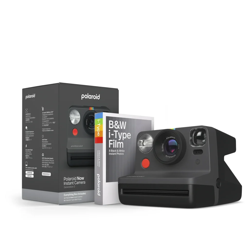 Polaroid Now Generation 2 Instant Camera - Everything Box + B&W Film Bundle, Black