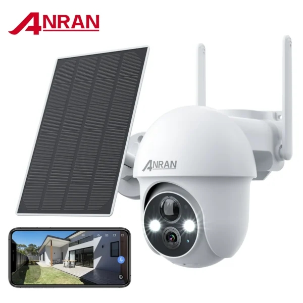 2K Solar Security Camera with Spotlight - ANRAN Wireless Outdoor Camera with 360° View