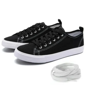 Skylar Canvas Sneakers for Women - Black & White, Size 8