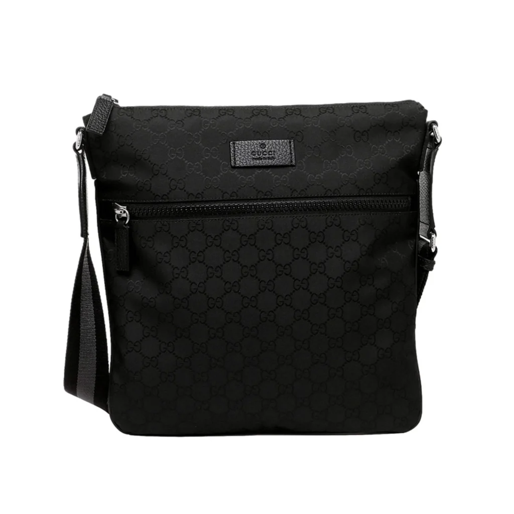 Gucci GG Guccissima Black Canvas Messenger Bag, Crossbody