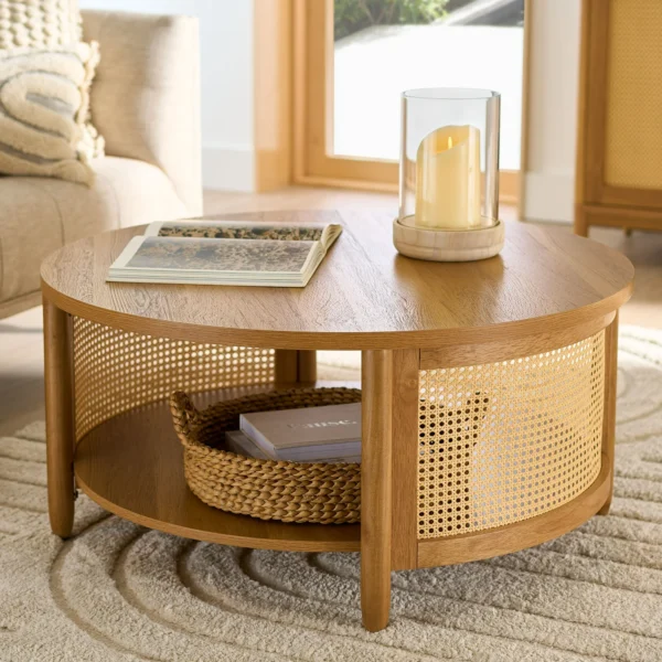 Better Homes & Gardens Springwood Caning Coffee Table - Light Honey Finish