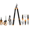 Fiskars 7-Piece Gardening Tools Set - Steel, Orange & Black