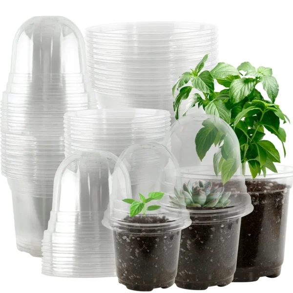 Fabulas Clear Nursery Pots Variety Pack - 36 Pots & 24 Humidity Domes