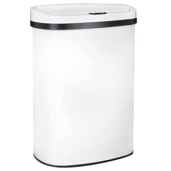 BestOffice 13 Gal Touchless Motion Sensor Trash Can, Stainless Steel, White