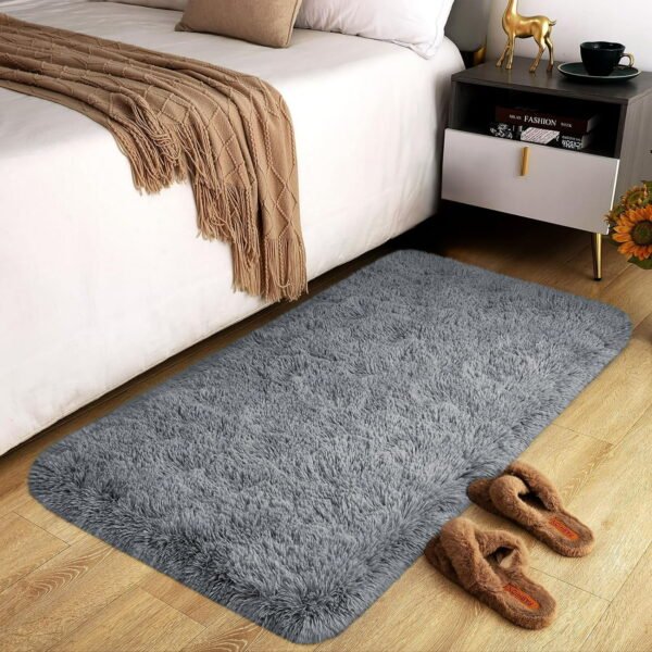 IR Imperial Rooms Solid Shaggy 5x7 Ft Grey Faux Fur Area Rug for Bedroom