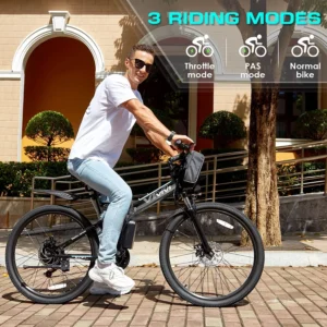 Vivi 500W Folding Electric Mountain Bike - 26'', Full Suspension, 21 Speed, 48V Battery