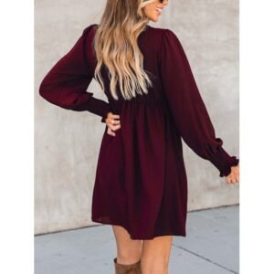 Cupshe Women's Smocked V-Neck Mini Dress - Maroon