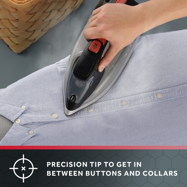 Sunbeam 1700W Digital Steam Iron, Retractable Cord, LCD Display - Black/Red