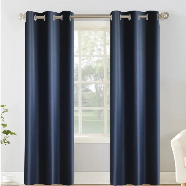 Mainstays Textured Solid Blackout Curtain Panel Pair, Navy, 37"x63" (Set of 2)