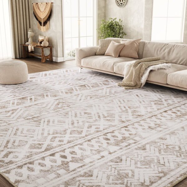 SIXHOME 6x9' Boho Area Rug, Washable Non-Slip Large Rug for Living Room, Bedroom, Taupe