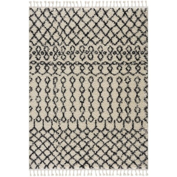 Hauteloom Berber Shag Munich Area Rug, Plush Moroccan Trellis, 5'3" for Living Room & Bedroom