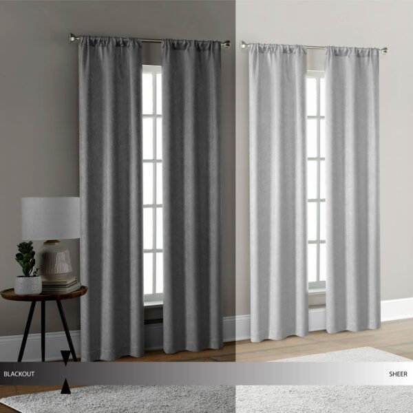Mainstays 4 of a Kind Blackout Curtain Panels, Set of 4, Gray, 28" W x 84" L