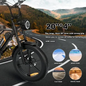 COLORWAY 750W Fat Tire Electric Bike - 20x4.0 Off-Road with 36V Battery