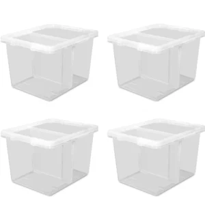 The Home Edit 70 Qt Clear Storage Bin Set with Dividers, 4-Pack