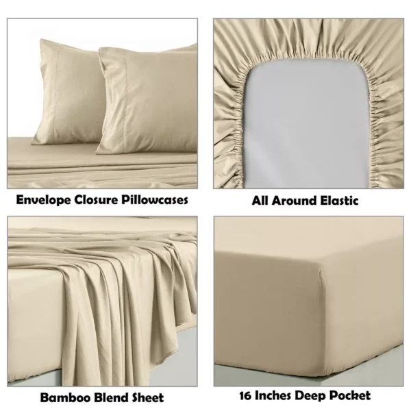 4-Piece Bamboo Bed Sheet Set - Deep Pocket, Breathable