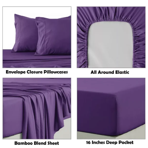 4-Piece Bamboo Bed Sheet Set - Deep Pocket, Breathable