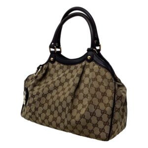 Gucci Monogram Medium Sukey Tote, Beige & Dark Brown