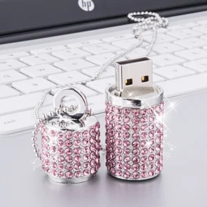 KEXIN 64GB USB Flash Drive – Crystal Bling Rhinestone Thumb Drive, Pink