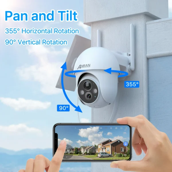 2K Solar Security Camera with Spotlight - ANRAN Wireless Outdoor Camera with 360° View