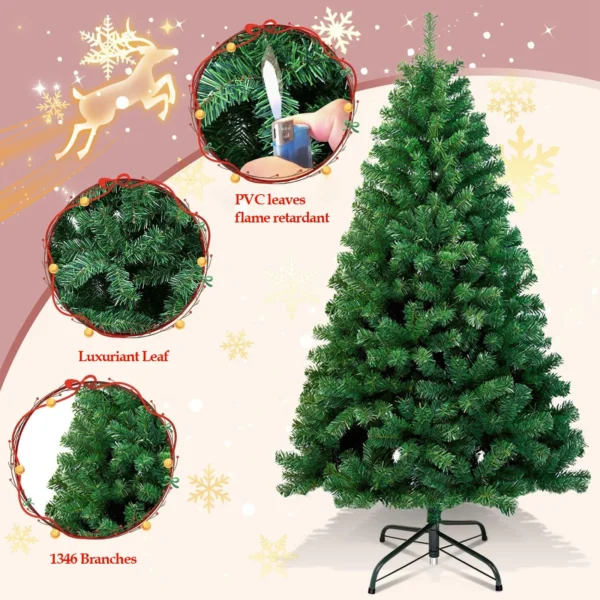 HONGGE 7.5 ft Premium Spruce Artificial Christmas Tree with Metal Stand