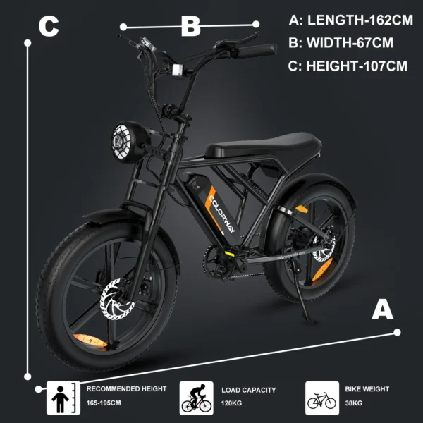 COLORWAY 750W Fat Tire Electric Bike - 20x4.0 Off-Road with 36V Battery