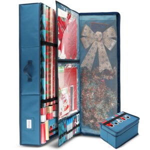 Hearth & Harbor Wrapping Paper Storage Organizer, Under-Bed Storage Box for Christmas & Holiday Supplies