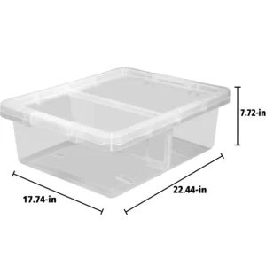 The Home Edit 37 Qt Clear Storage Bin with Divider, Set of 4