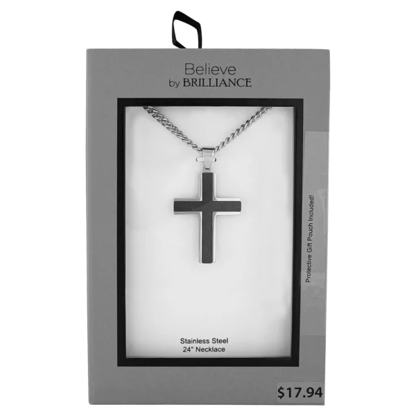 Believe by Brilliance Men's Stainless Steel Cross Necklace