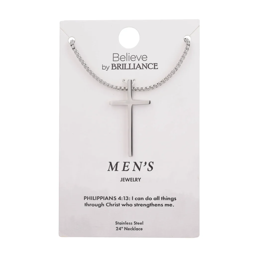 Believe by Brilliance Men's Stainless Steel Cross Necklace