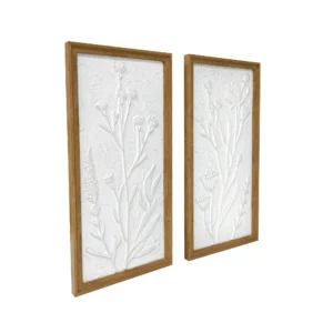 Harbortown 10" x 20" White Floral 2-Piece Wall Art Set – Elegant Floral Design for Home Décor