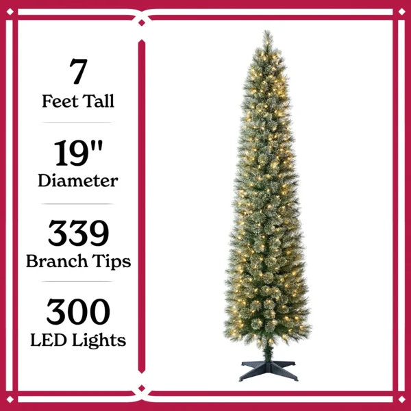 7 ft Pre-Lit Shelton Cashmere Pencil Fir Artificial Christmas Tree