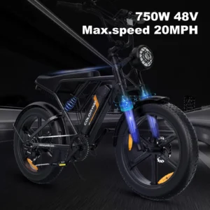 COLORWAY 750W Fat Tire Electric Bike - 20x4.0 Off-Road with 36V Battery