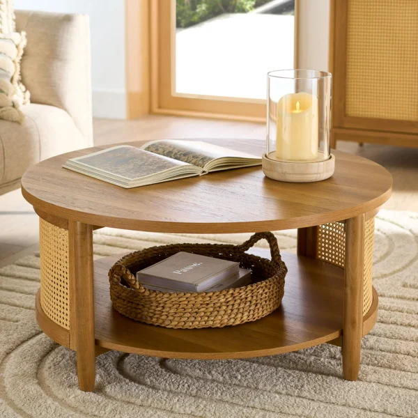 Better Homes & Gardens Springwood Caning Coffee Table - Light Honey Finish