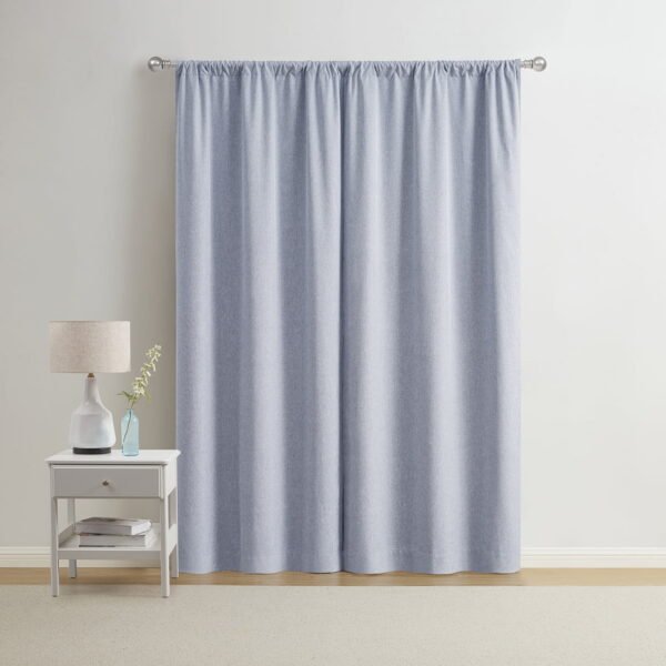 Mainstays Solid Linen-Look Blackout Curtain Panel Pair, Placid Blue, 37"x84", Set of 2