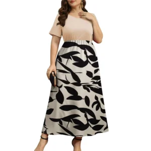 FOLUNSI Plus Size Casual Maxi Dress with Pockets