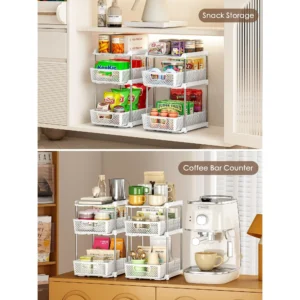 2-Pack 3-Tier Pull-Out Under Sink Organizer with Dividers – White