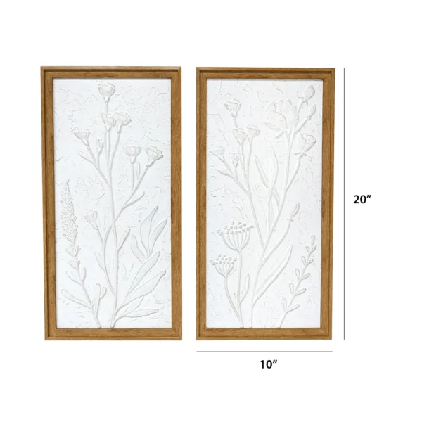 Harbortown 10" x 20" White Floral 2-Piece Wall Art Set – Elegant Floral Design for Home Décor