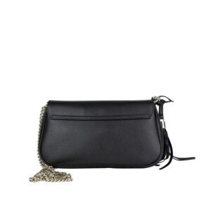 Gucci Interlocking GG Black Leather Shoulder Bag, Chain Strap