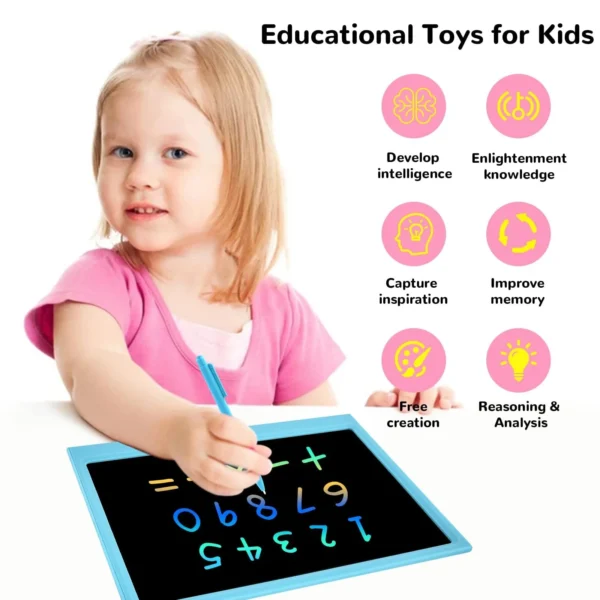 LCD Writing Tablet, Cimetech 15-Inch Colorful Screen Drawing Pad – Educational & Fun Doodle Board for Kids, Ideal Back-to-School Gift – Blue