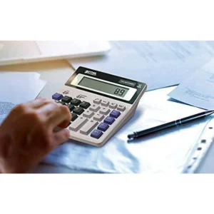 Extra Large Electronic Desktop Calculator - 12-Digit LCD, Dual Power, Angled Display