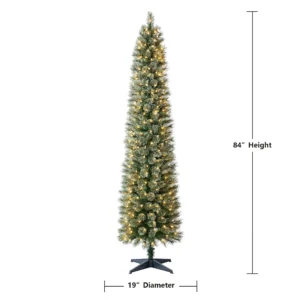 7 ft Pre-Lit Shelton Cashmere Pencil Fir Artificial Christmas Tree